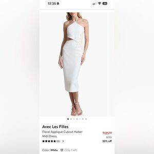 AVEC LES FILLES FLORAL APPLIQUÉ CUTOUT HALTER MIDI DRESS (worn once)